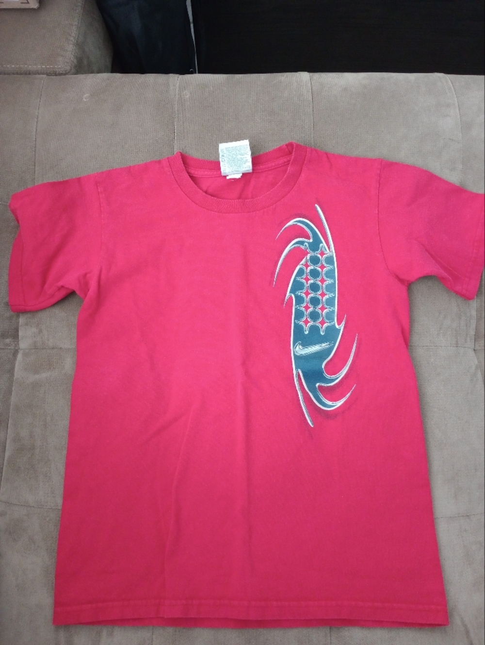 Kids Size - Red Nike Shirt W/Navy Blue Graphics